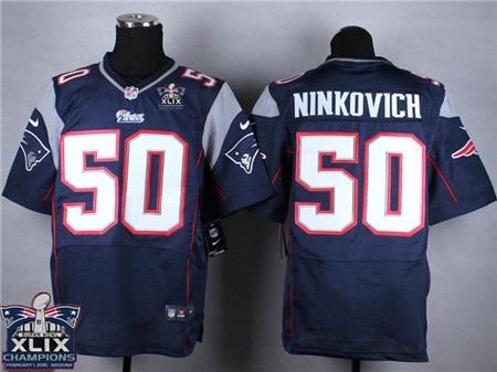 Nike New England Patriots #50 Rob Ninkovich 2015 Super Bowl XLIX Championship Blue Elite Jersey