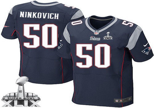Nike New England Patriots #50 Rob Ninkovich 2015 Super Bowl XLIX Blue Elite Jersey