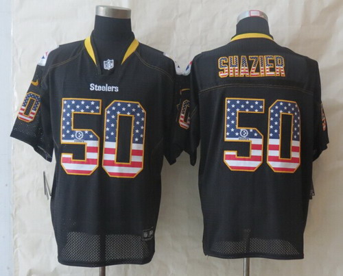 Nike Pittsburgh Steelers #50 Ryan Shazier 2014 USA Flag Fashion Black Elite Jersey