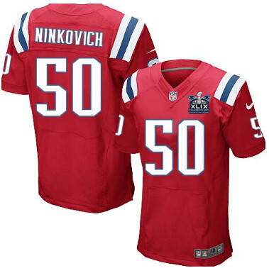 Nike New England Patriots #50 Rob Ninkovich 2015 Super Bowl XLIX Championship Red Elite Jersey