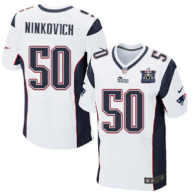 Nike New England Patriots #50 Rob Ninkovich 2015 Super Bowl XLIX Championship White Elite Jersey