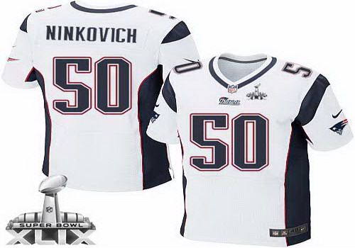 Nike New England Patriots #50 Rob Ninkovich 2015 Super Bowl XLIX White Elite Jersey