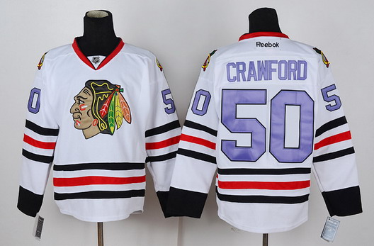 Chicago Blackhawks #50 Corey Crawford White With Purple Jersey