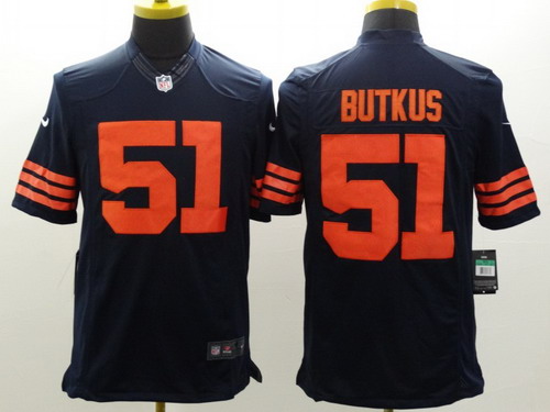 Nike Chicago Bears #51 Dick Butkus Blue With Orange Limited Jersey