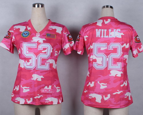 Nike San Francisco 49ers #52 Patrick Willis 2014 Salute to Service Pink Camo Womens Jersey