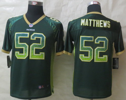 Nike Green Bay Packers #52 Clay Matthews 2013 Drift Fashion Green Kids Jersey