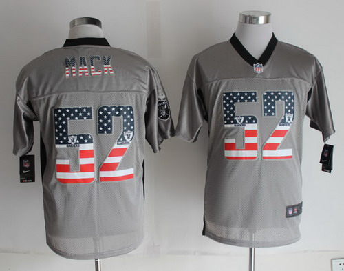 Nike Oakland Raiders #52 Khalil Mack 2014 USA Flag Fashion Gray Elite Jersey