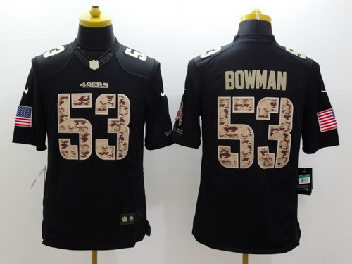 Nike San Francisco 49ers #53 Navorro Bowman Salute to Service Black Limited Jersey