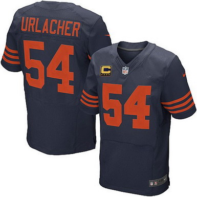 Nike Chicago Bears #54 Brian Urlacher Blue With Orange C Patch Elite Jersey