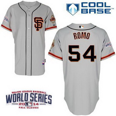 San Francisco Giants #54 Sergio Romo 2014 World Series Gray SF Edition Jersey