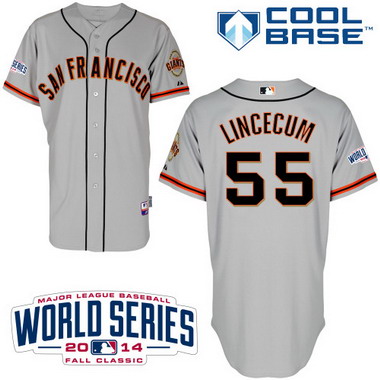 San Francisco Giants #55 Tim Lincecum 2014 World Series Gray Jersey