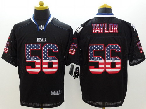 Nike New York Giants #56 Lawrence Taylor 2014 USA Flag Fashion Black Elite Jersey
