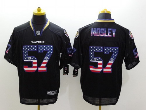 Nike Baltimore Ravens #57 C.J. Mosley 2014 USA Flag Fashion Black Elite Jersey