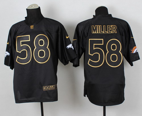 Nike Denver Broncos #58 Von Miller 2014 All Black/Gold Elite Jersey