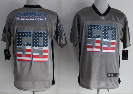 Nike Carolina Panthers #59 Luke Kuechly 2014 USA Flag Fashion Gray Elite Jersey