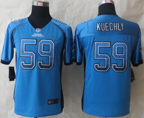 Nike Carolina Panthers #59 Luke Kuechly 2013 Drift Fashion Blue Kids Jersey