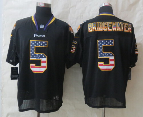 Nike Minnesota Vikings #5 Teddy Bridgewater 2014 USA Flag Fashion Black Elite Jersey