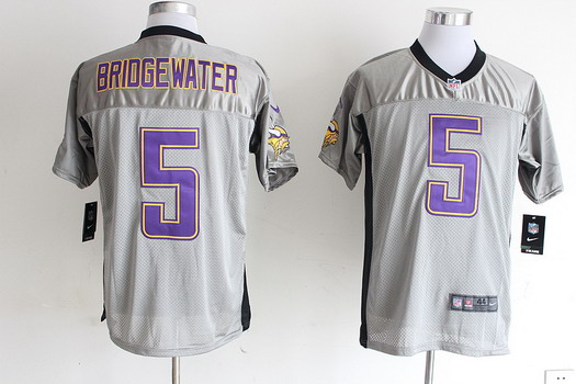 Nike Minnesota Vikings #5 Teddy Bridgewater Gray Shadow Elite Jersey