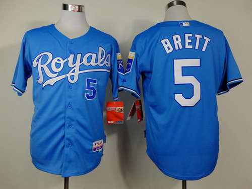 Kansas City Royals #5 George Brett Light Blue Jersey