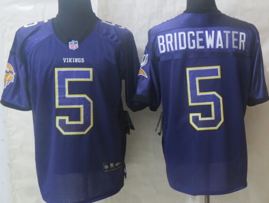 Nike Minnesota Vikings #5 Teddy Bridgewater 2013 Drift Fashion Purple Elite Jersey