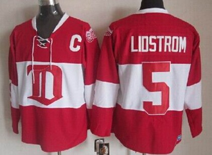Detroit Red Wings #5 Nicklas Lidstrom Red Winter Classic Throwback CCM Jersey