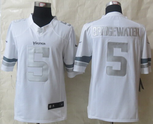 Nike Minnesota Vikings #5 Teddy Bridgewater Platinum White Limited Jersey
