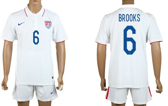 2014 World Cup USA #6 Brooks Home Soccer Shirt Kit