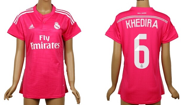 2014/15 Real Madrid #6 Khedira Away Pink Soccer AAA+ T-Shirt_Womens