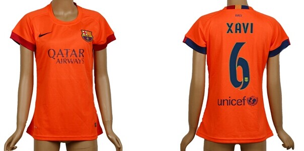 2014/15 FC Bacelona #6 Xavi Away Soccer AAA+ T-Shirt_Womens