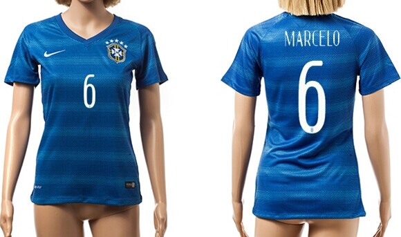 2014 World Cup Brazil #6 Marcelo Away Soccer AAA+ T-Shirt_Womens