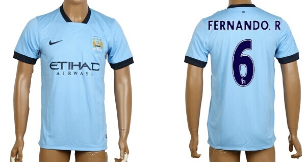 2014/15 Manchester City #6 Fernando.R Home Soccer AAA+ T-Shirt