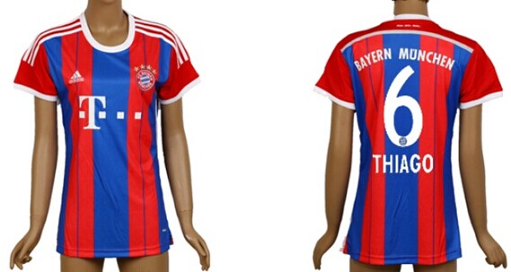 2014/15 Bayern Munchen #6 Thiago Home Soccer AAA+ T-Shirt_Womens