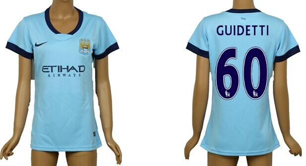 2014/15 Manchester City #60 Guidetti Home Soccer AAA+ T-Shirt_Womens
