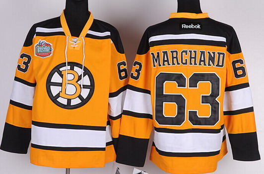 Boston Bruins #63 Brad Marchand Yellow Jersey