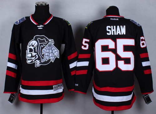 Chicago Blackhawks #65 Andrew Shaw 2014 Stadium Series Black With Black Skulls Jersey