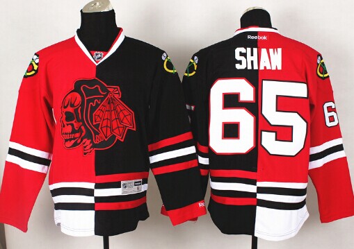 Chicago Blackhawks #65 Andrew Shaw Red/Black Two Tone With Red Skulls Jersey