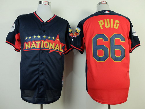 Los Angeles Dodgers #66 Yasiel Puig 2014 All-Star Navy Blue Jersey