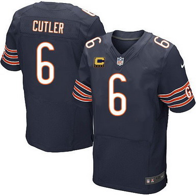 Nike Chicago Bears #6 Jay Cutler Blue C Patch Elite Jersey