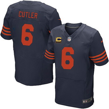 Nike Chicago Bears #6 Jay Cutler Blue With Orange C Patch Elite Jersey
