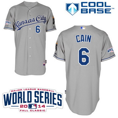 Kansas City Royals #6 Lorenzo Cain 2014 World Series 2014 Gray Jersey