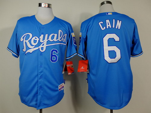 Kansas City Royals #6 Lorenzo Cain Light Blue Jersey