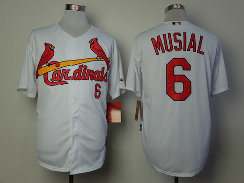 St. Louis Cardinals #6 Stan Musial White Cool Base Jersey