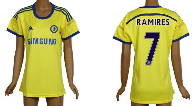 2014/15 Chelsea FC #7 Ramires Away Yellow Soccer AAA+ T-Shirt_Womens