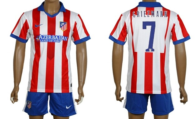 2014/15 Atletico Madrid #7 Griezmann Home Soccer Shirt Kit
