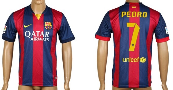 2014/15 FC Bacelona #7 Pedro Home Soccer AAA+ T-Shirt