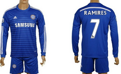 2014/15 Chelsea FC #7 Ramires Home Long Sleeve Shirt Kit