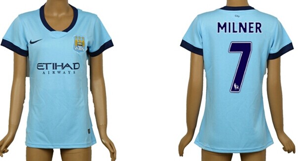 2014/15 Manchester City #7 Milner Home Soccer AAA+ T-Shirt_Womens