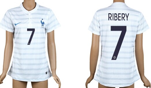 2014 World Cup France #7 Ribery Away Soccer AAA+ T-Shirt_Womens