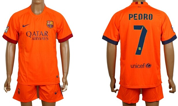 2014/15 FC Bacelona #7 Pedro Away Soccer Shirt Kit