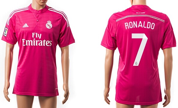 2014/15 Real Madrid #7 Ronaldo Away Pink Soccer AAA+ T-Shirt